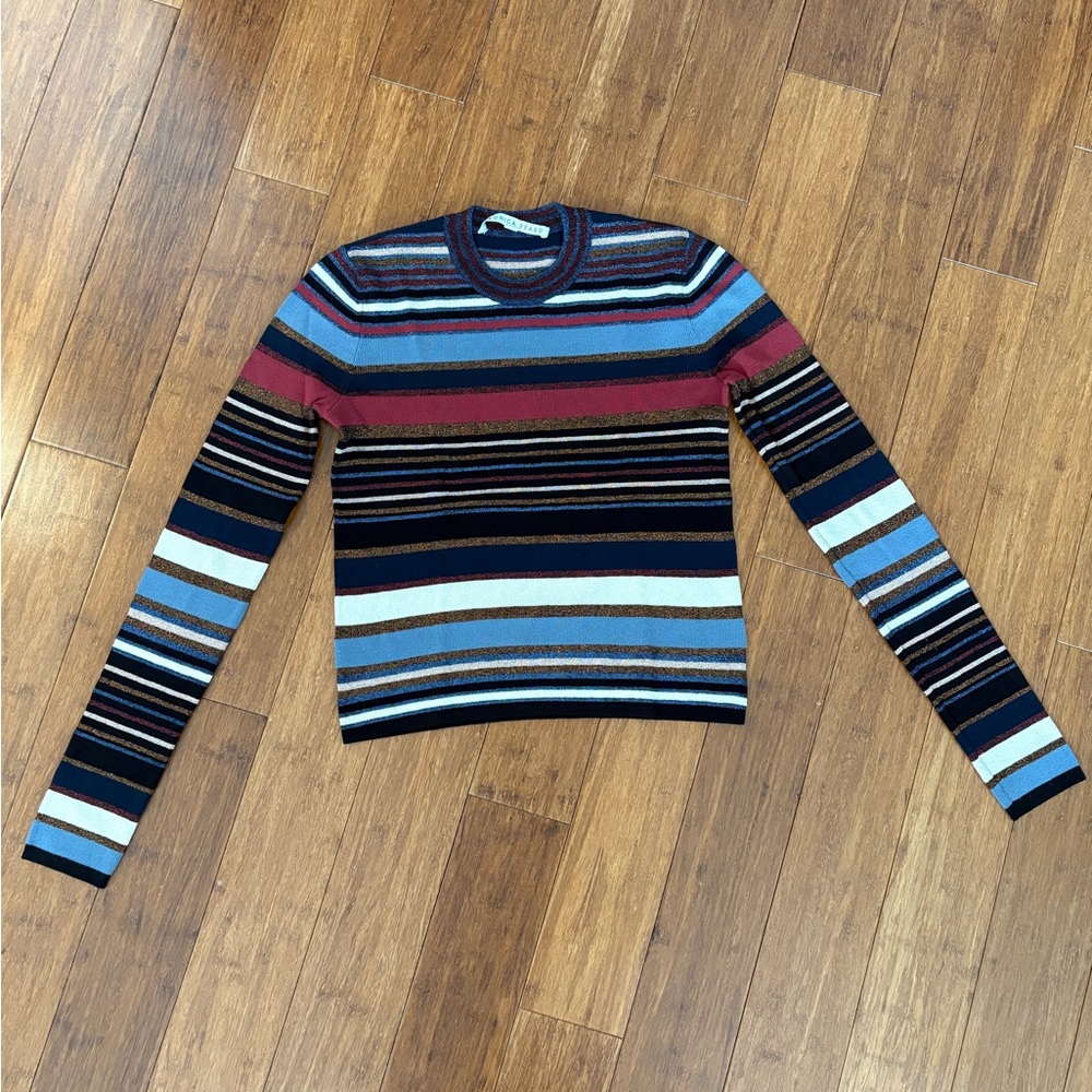 Veronica Beard Blue and Red Crew Neck Sweater